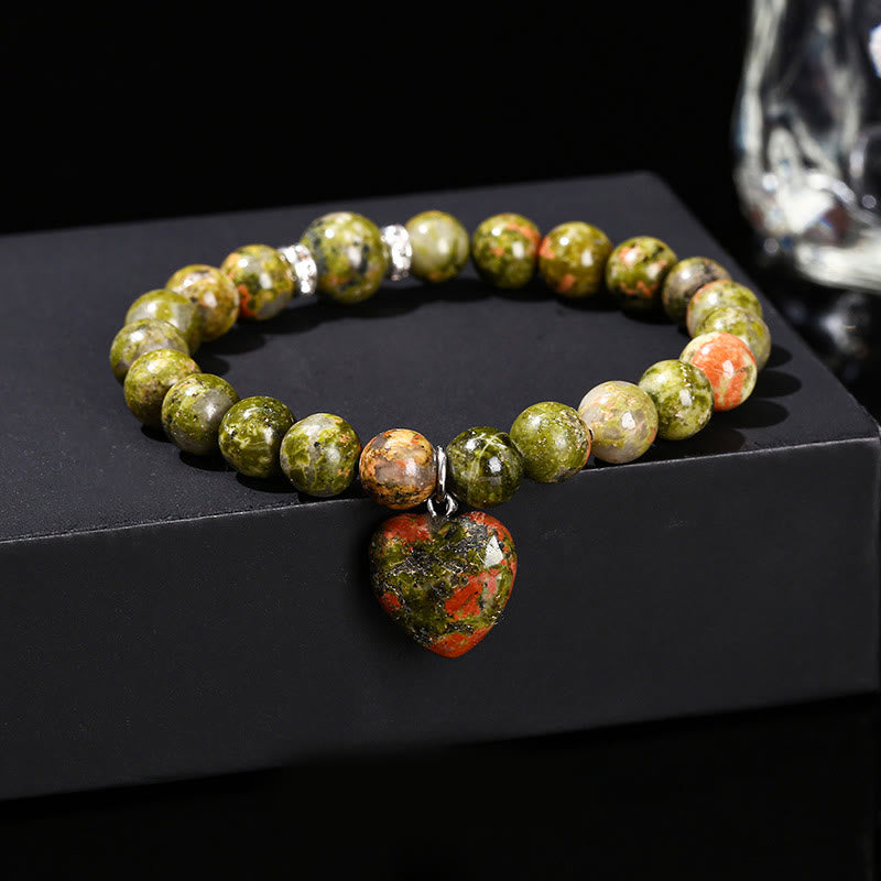 Various Crystal Green Aventurine Love Heart Balance Bracelet