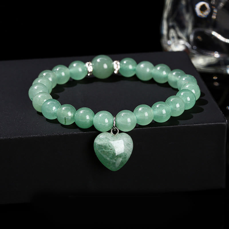 Various Crystal Green Aventurine Love Heart Balance Bracelet
