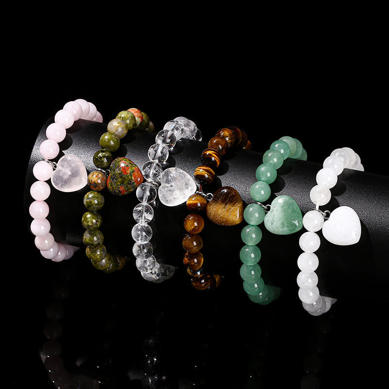 Various Crystal Green Aventurine Love Heart Balance Bracelet