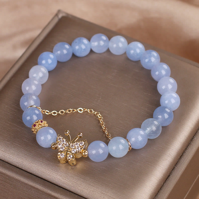 สร้อยข้อมือลูกปัดอความารีนรูปผีเสื้อ Serenity เพื่อความชัดเจนทางอารมณ์