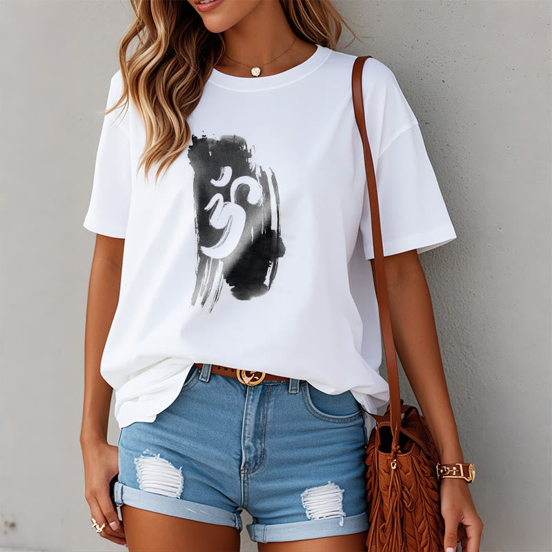 Soft Cotton Unisex Om Brushstroke Meditation T-Shirt