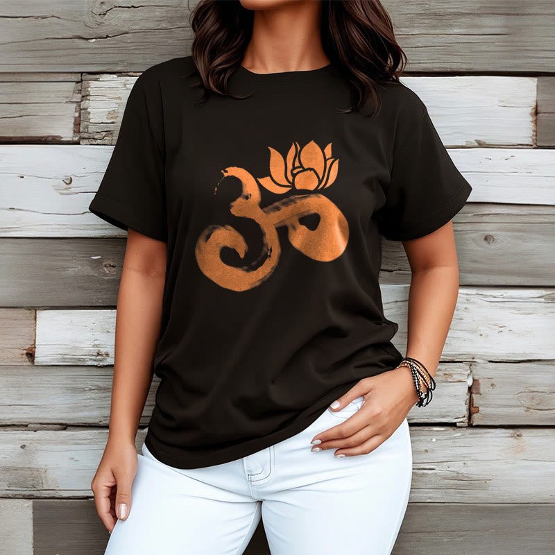 Soft Cotton Om Lotus Meditation Tee T-Shirt