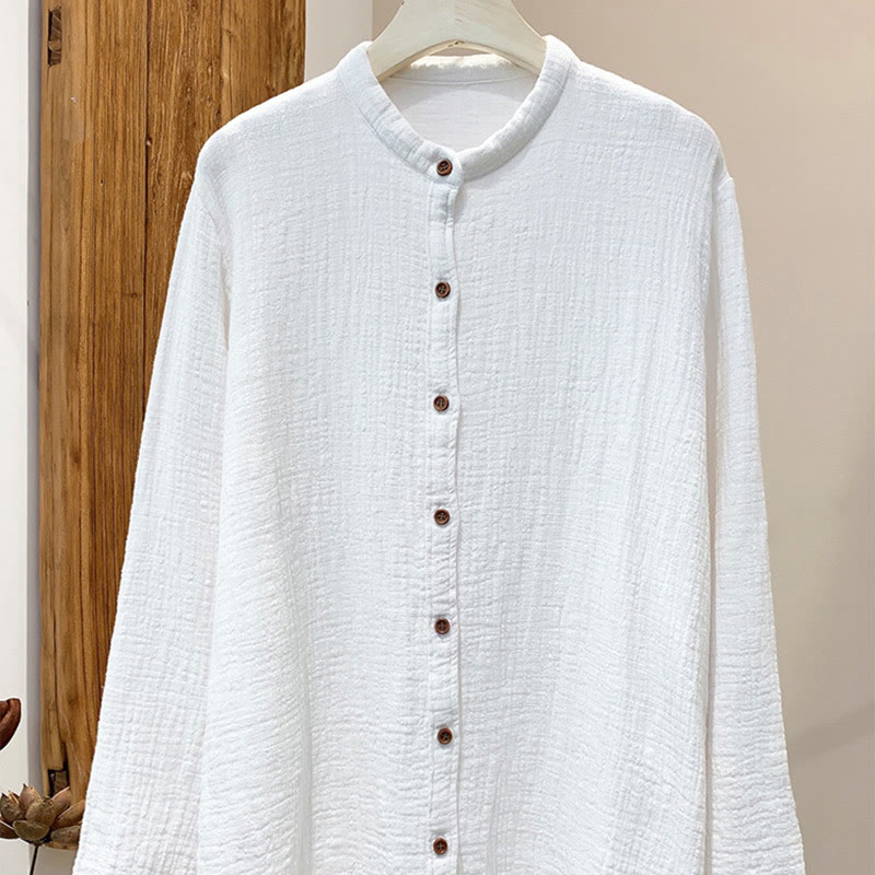 Sand-Washed Cotton Linen Double-Layered Mindful Shirt