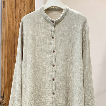 Sand-Washed Cotton Linen Double-Layered Mindful Shirt