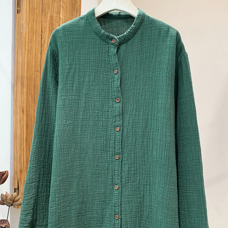 Sand-Washed Cotton Linen Double-Layered Mindful Shirt
