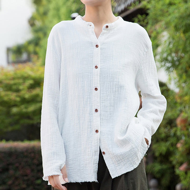 Sand-Washed Cotton Linen Double-Layered Mindful Shirt