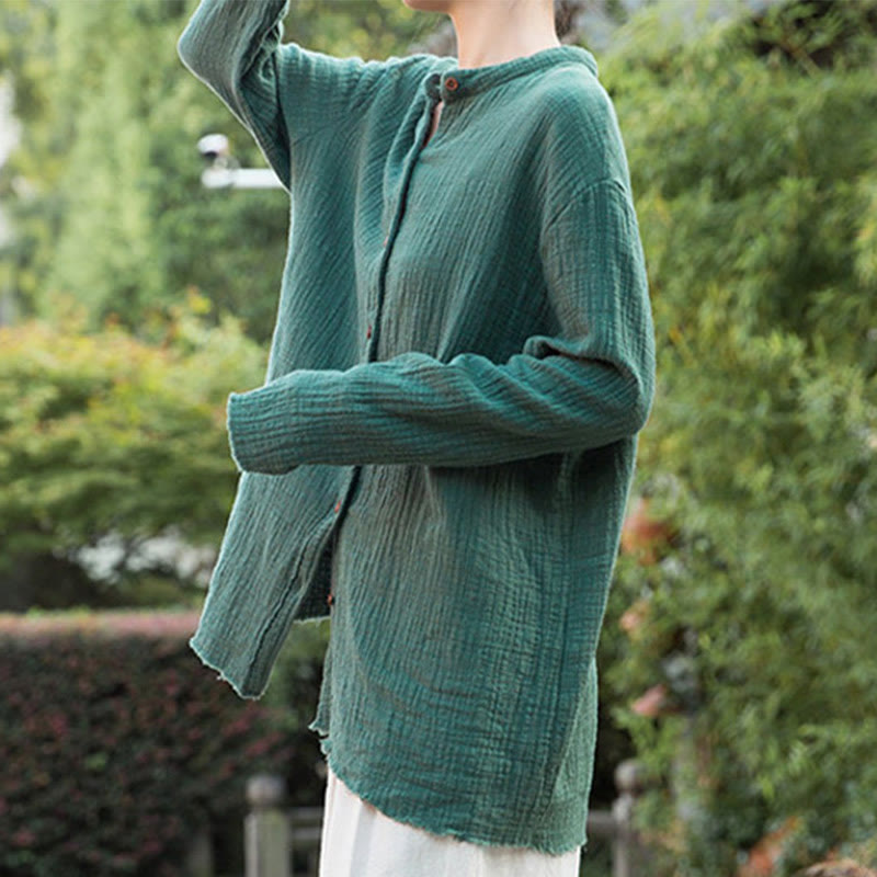Sand-Washed Cotton Linen Double-Layered Mindful Shirt