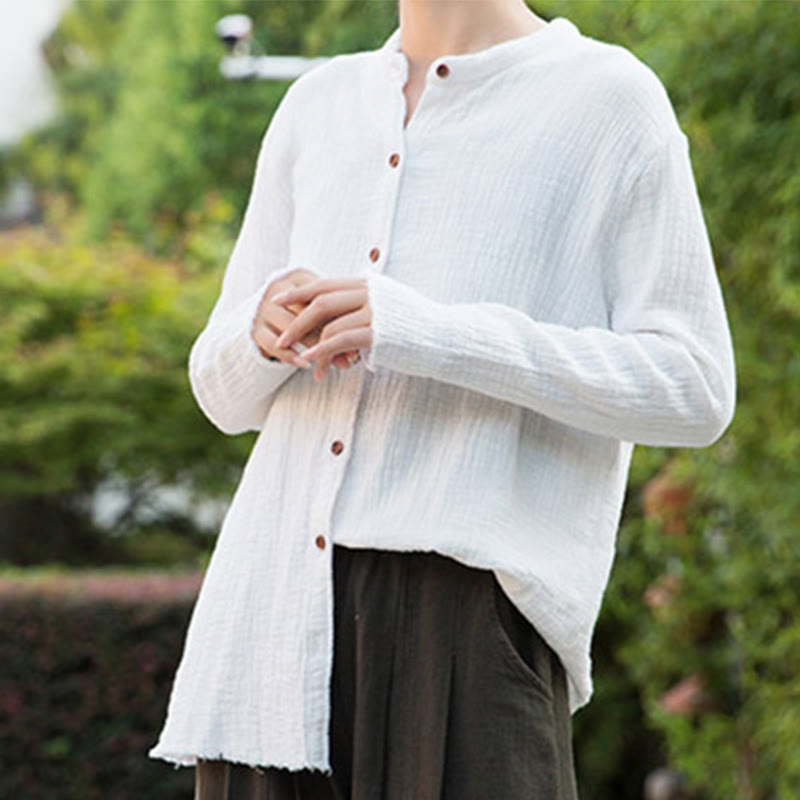 Sand-Washed Cotton Linen Double-Layered Mindful Shirt