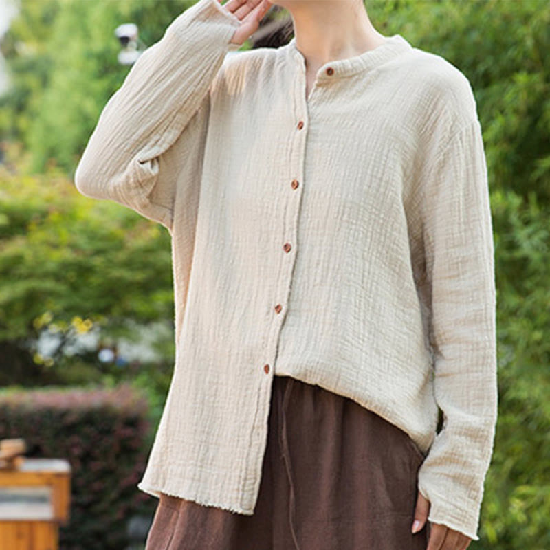 Sand-Washed Cotton Linen Double-Layered Mindful Shirt