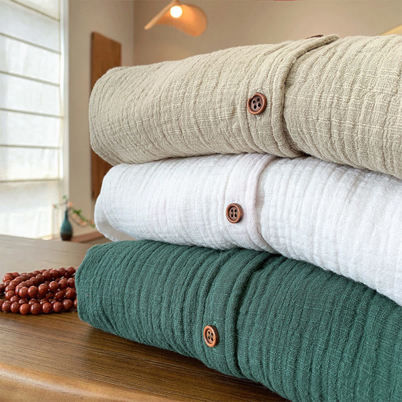 Sand-Washed Cotton Linen Double-Layered Mindful Shirt