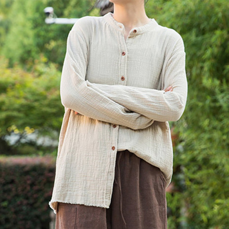 Sand-Washed Cotton Linen Double-Layered Mindful Shirt