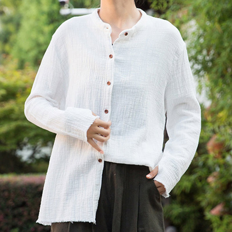 Sand-Washed Cotton Linen Double-Layered Mindful Shirt
