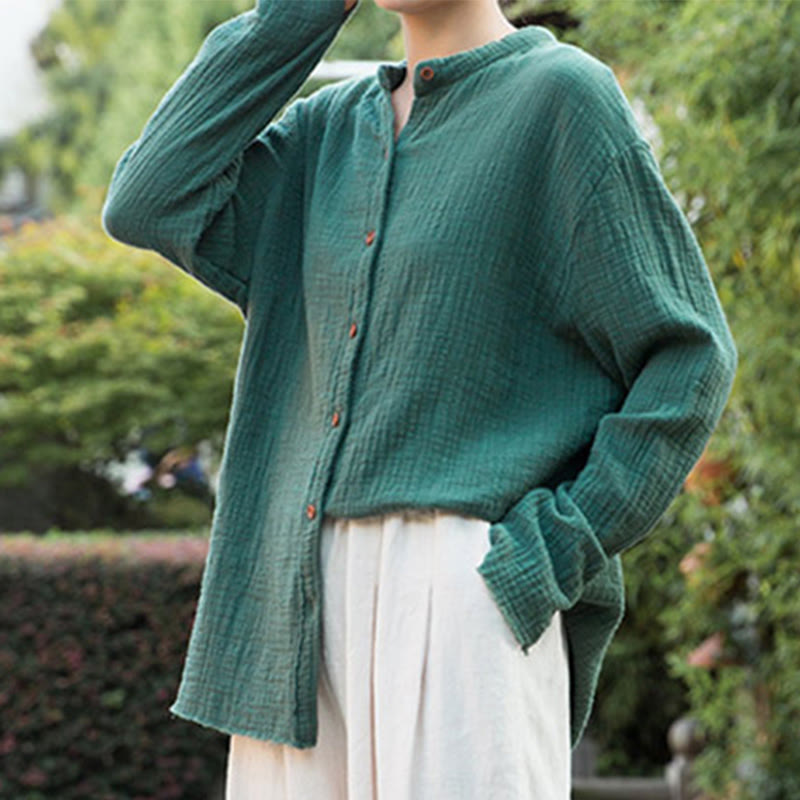 Sand-Washed Cotton Linen Double-Layered Mindful Shirt
