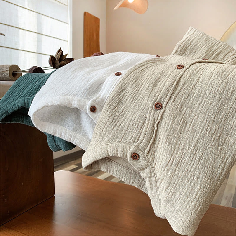 Sand-Washed Cotton Linen Double-Layered Mindful Shirt