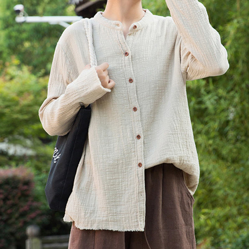 Sand-Washed Cotton Linen Double-Layered Mindful Shirt