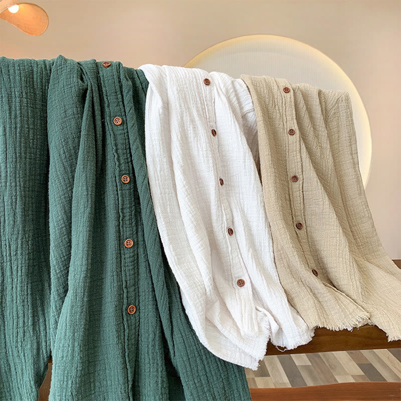 Sand-Washed Cotton Linen Double-Layered Mindful Shirt