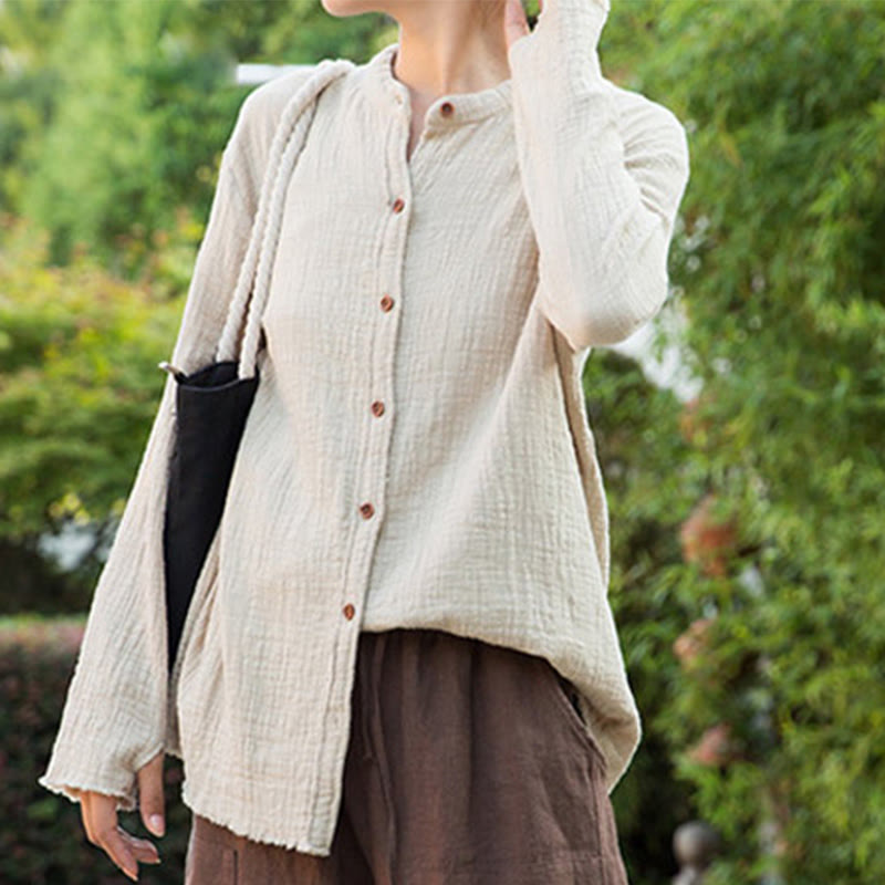 Sand-Washed Cotton Linen Double-Layered Mindful Shirt