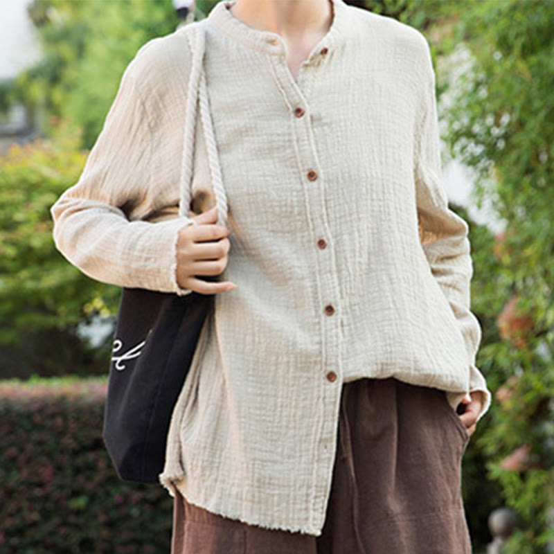 Sand-Washed Cotton Linen Double-Layered Mindful Shirt