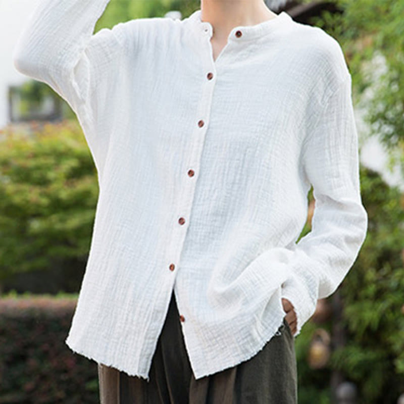 Sand-Washed Cotton Linen Double-Layered Mindful Shirt