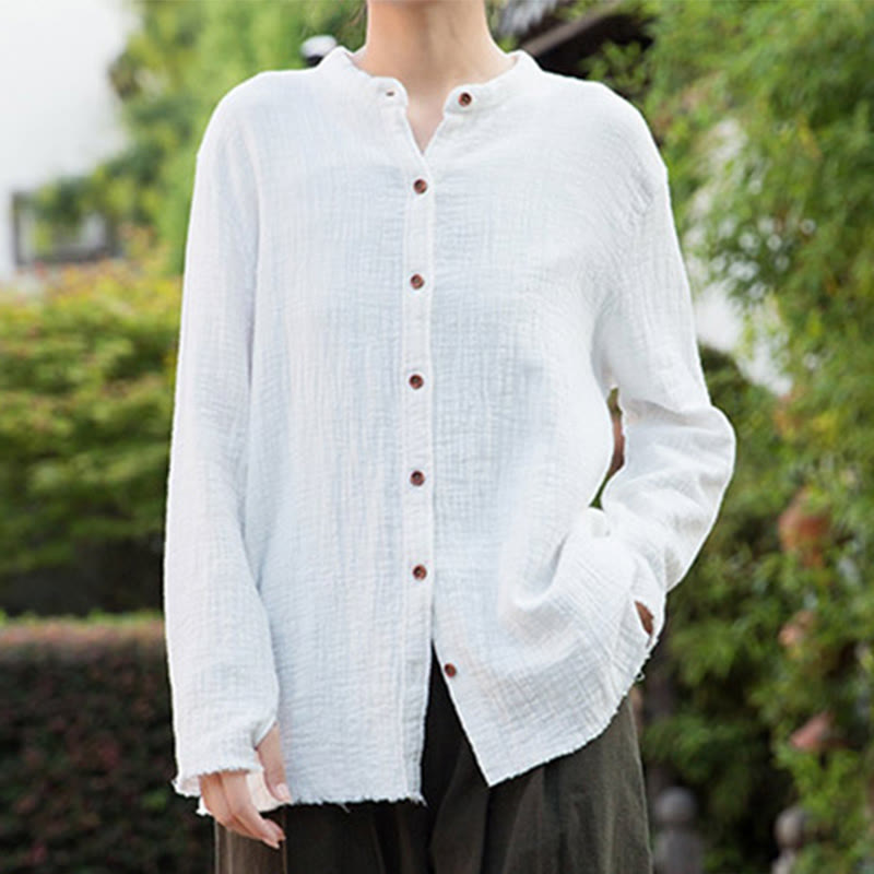 Sand-Washed Cotton Linen Double-Layered Mindful Shirt