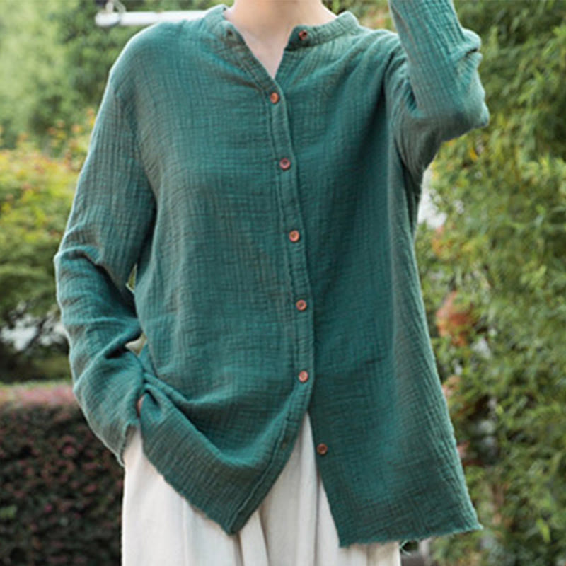 Sand-Washed Cotton Linen Double-Layered Mindful Shirt