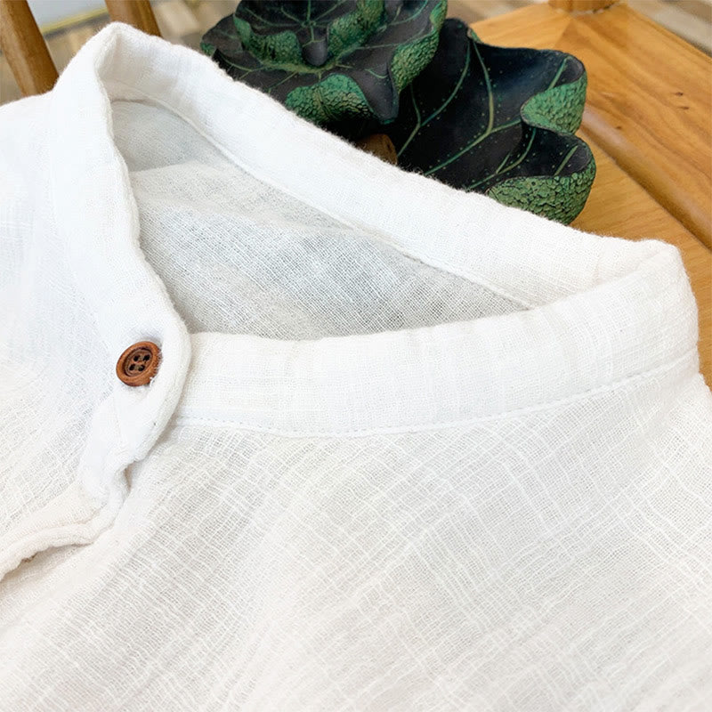 Sand-Washed Cotton Linen Double-Layered Mindful Shirt