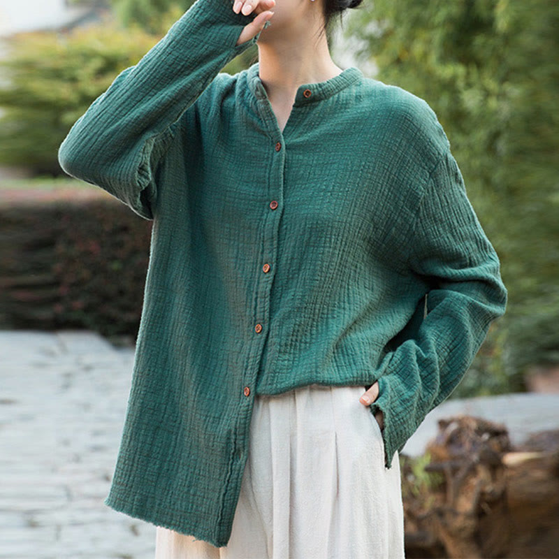 Sand-Washed Cotton Linen Double-Layered Mindful Shirt