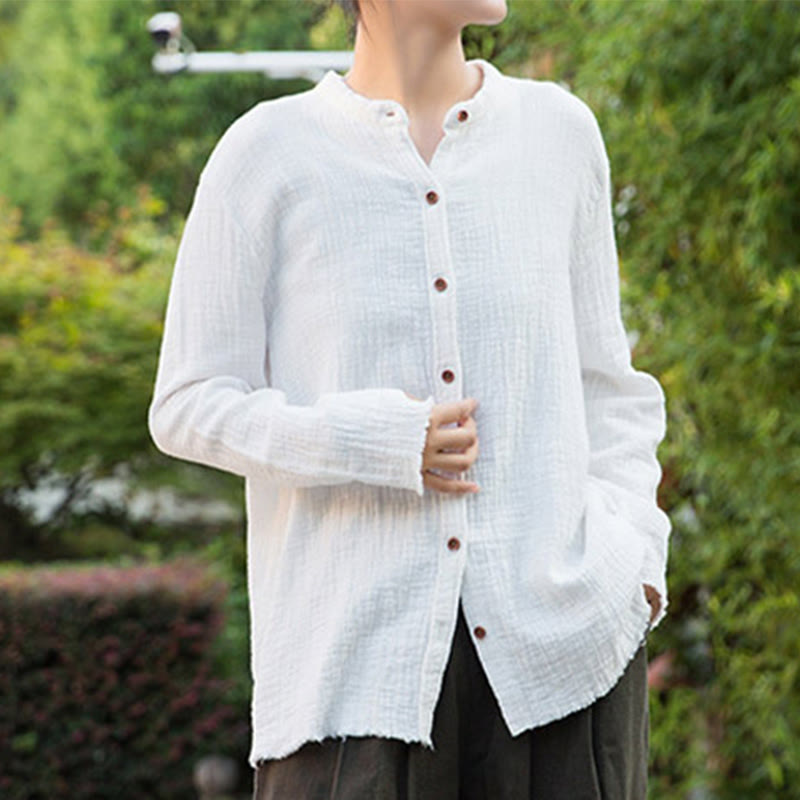 Sand-Washed Cotton Linen Double-Layered Mindful Shirt