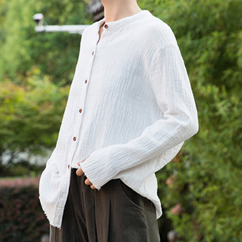 Sand-Washed Cotton Linen Double-Layered Mindful Shirt