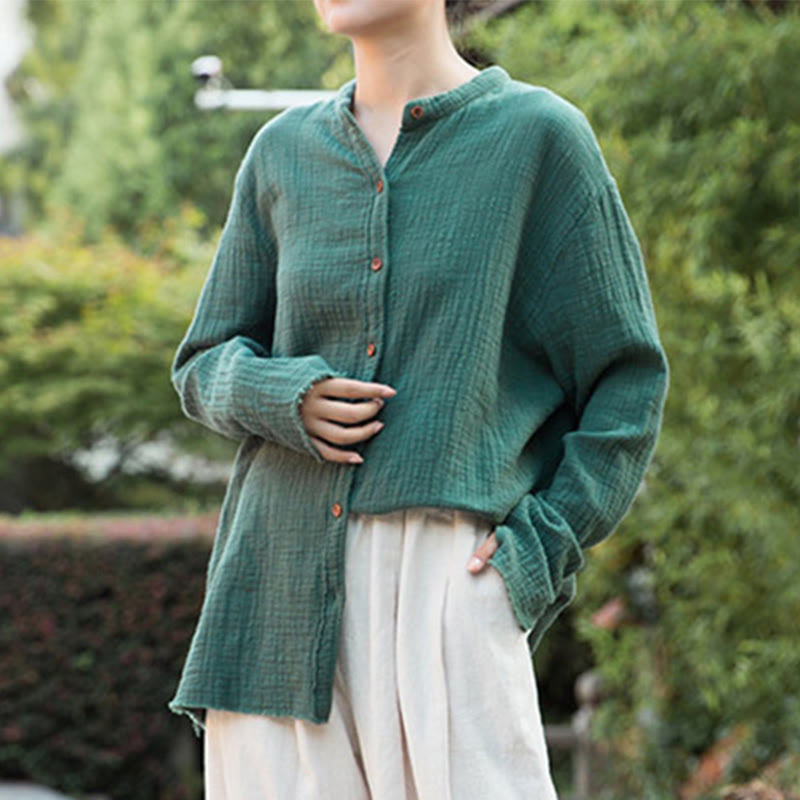 Sand-Washed Cotton Linen Double-Layered Mindful Shirt