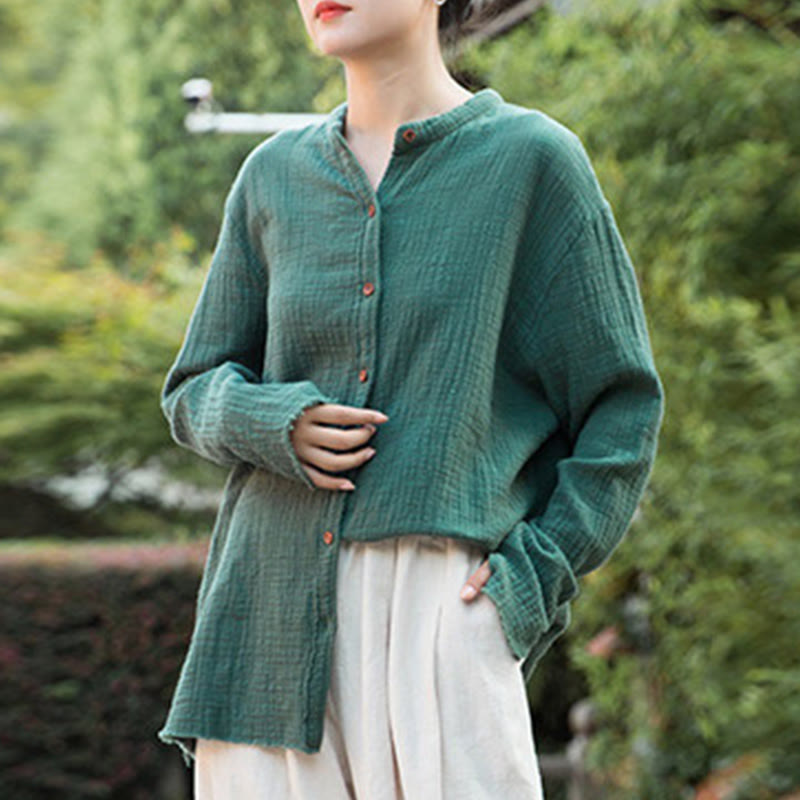Sand-Washed Cotton Linen Double-Layered Mindful Shirt