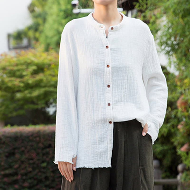 Sand-Washed Cotton Linen Double-Layered Mindful Shirt