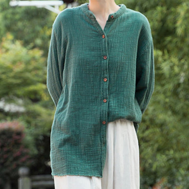 Sand-Washed Cotton Linen Double-Layered Mindful Shirt