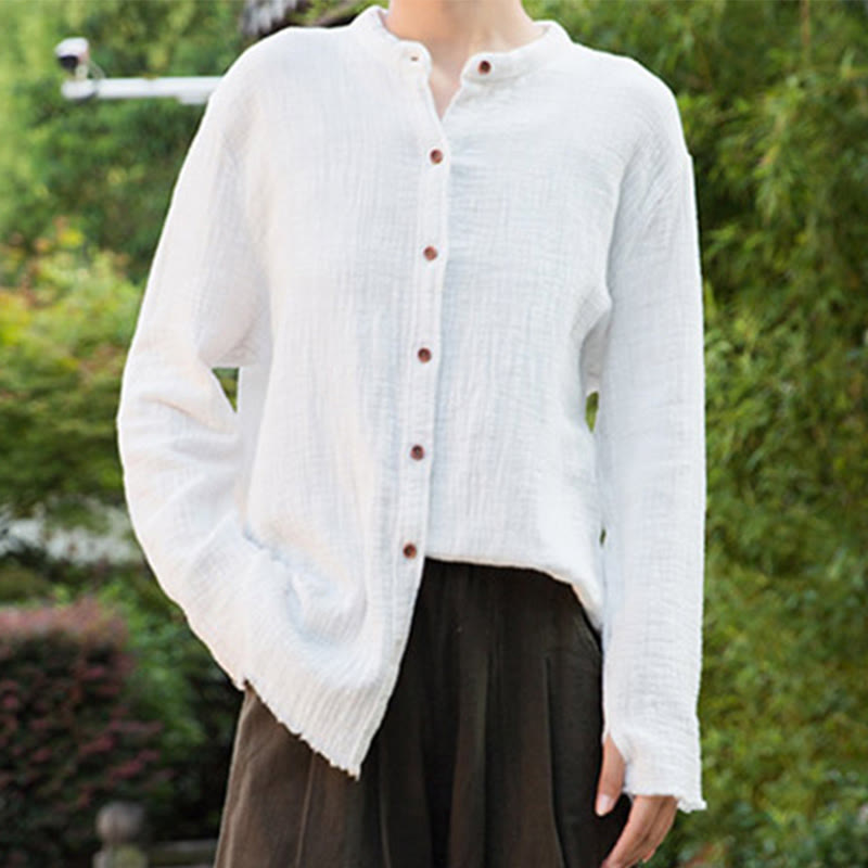 Sand-Washed Cotton Linen Double-Layered Mindful Shirt