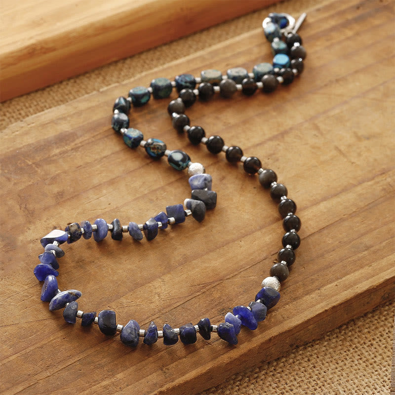 Imperial Jasper Sodalite & Gold Sheen Obsidian Triple Wrap Balance Bracelet