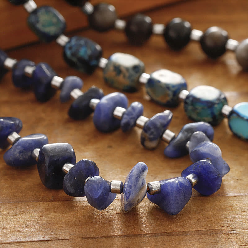Imperial Jasper Sodalite & Gold Sheen Obsidian Triple Wrap Balance Bracelet