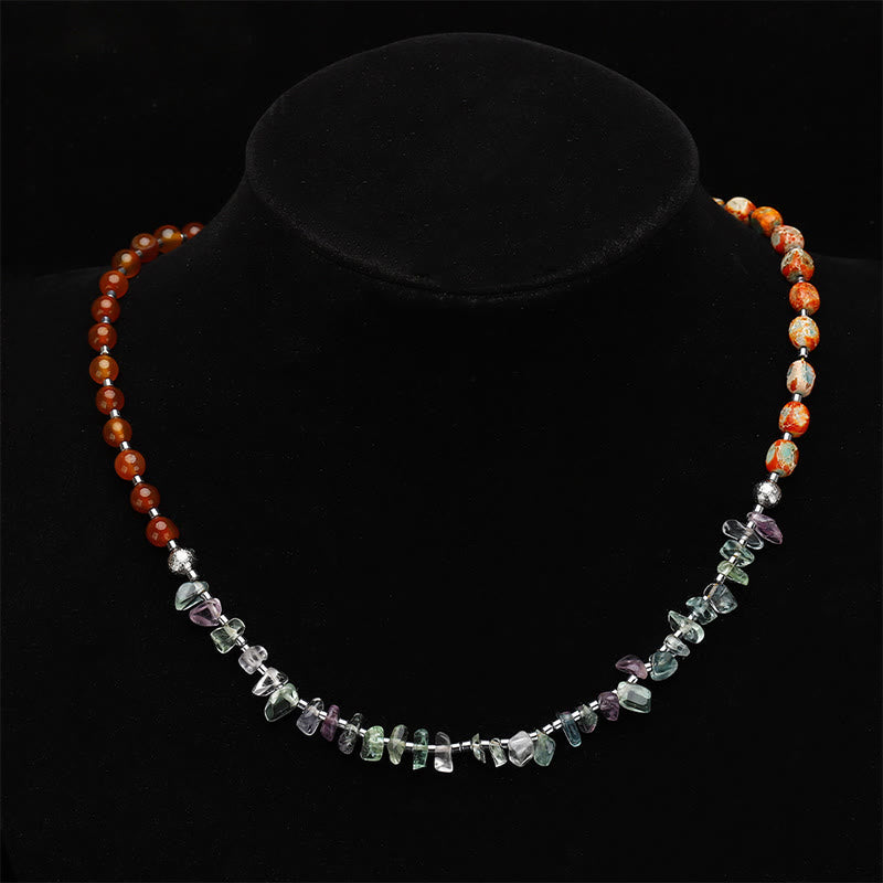 Triple Wrap Imperial Jasper, Red Agate & Fluorite Beaded Energy Bracelet