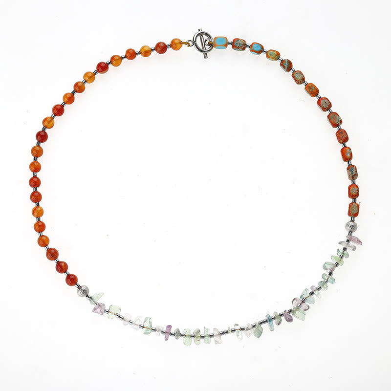 Triple Wrap Imperial Jasper, Red Agate & Fluorite Beaded Energy Bracelet