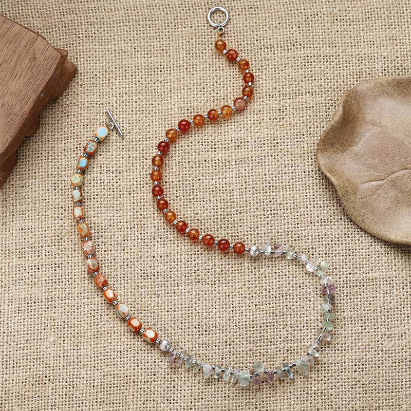 Triple Wrap Imperial Jasper, Red Agate & Fluorite Beaded Energy Bracelet
