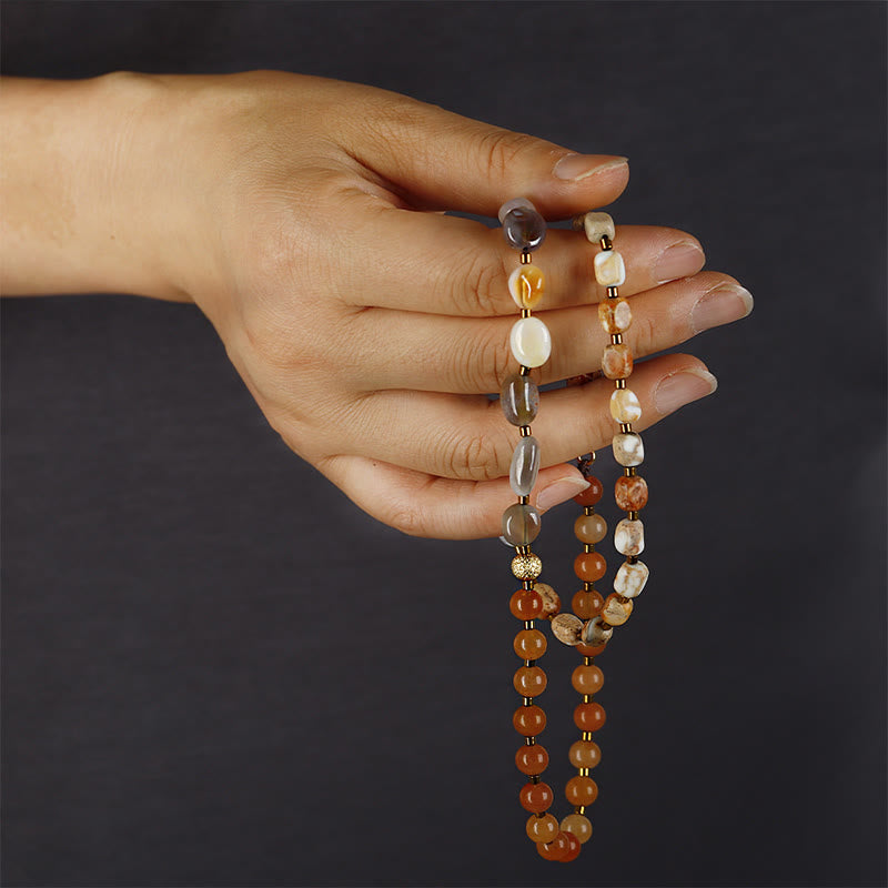 Imperial Jasper & Botswana Agate Red Agate Triple Wrap Bracelet