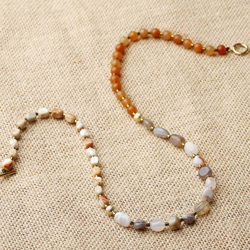 Imperial Jasper & Botswana Agate Red Agate Triple Wrap Bracelet