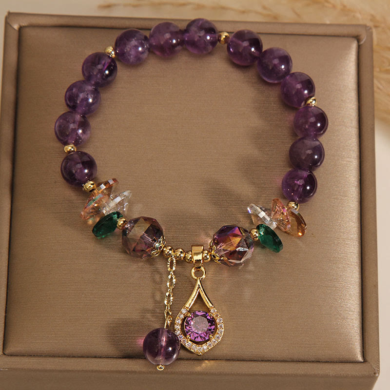 Amethyst Green Crystal Citrine White Crystal Spiritual Awareness Bracelet