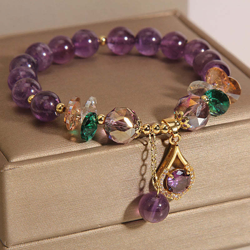 Amethyst Green Crystal Citrine White Crystal Spiritual Awareness Bracelet