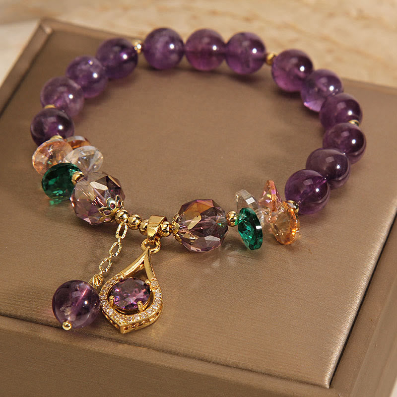 Amethyst Green Crystal Citrine White Crystal Spiritual Awareness Bracelet
