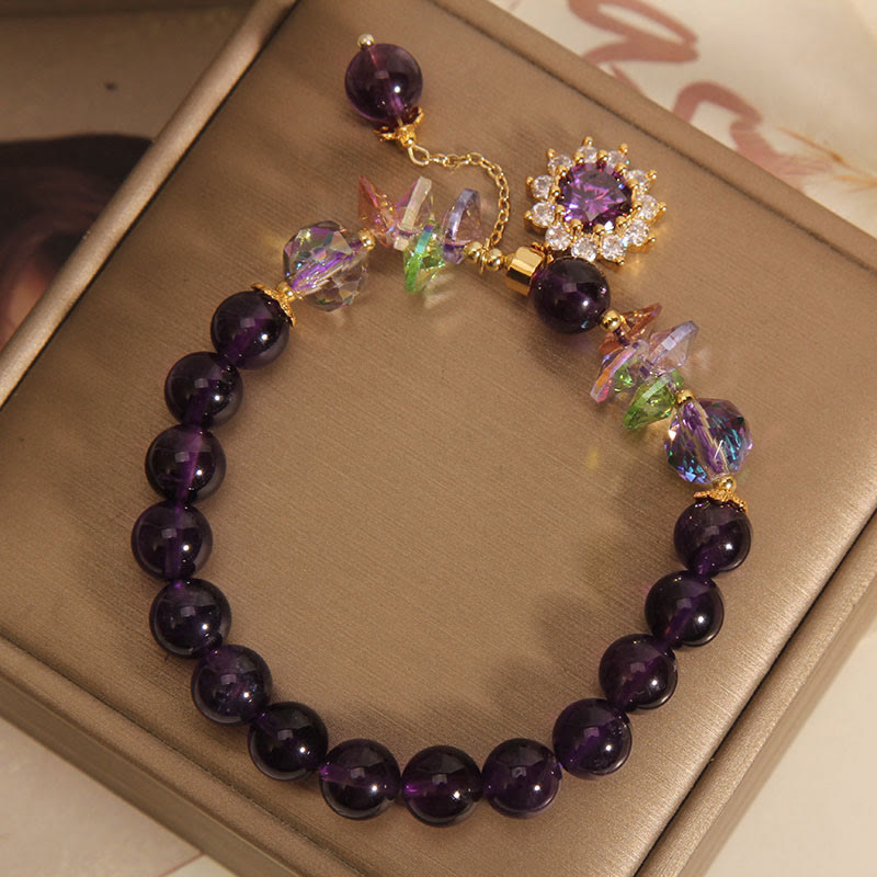Amethyst Green Crystal Citrine White Crystal Sunflower Spiritual Awareness Bracelet