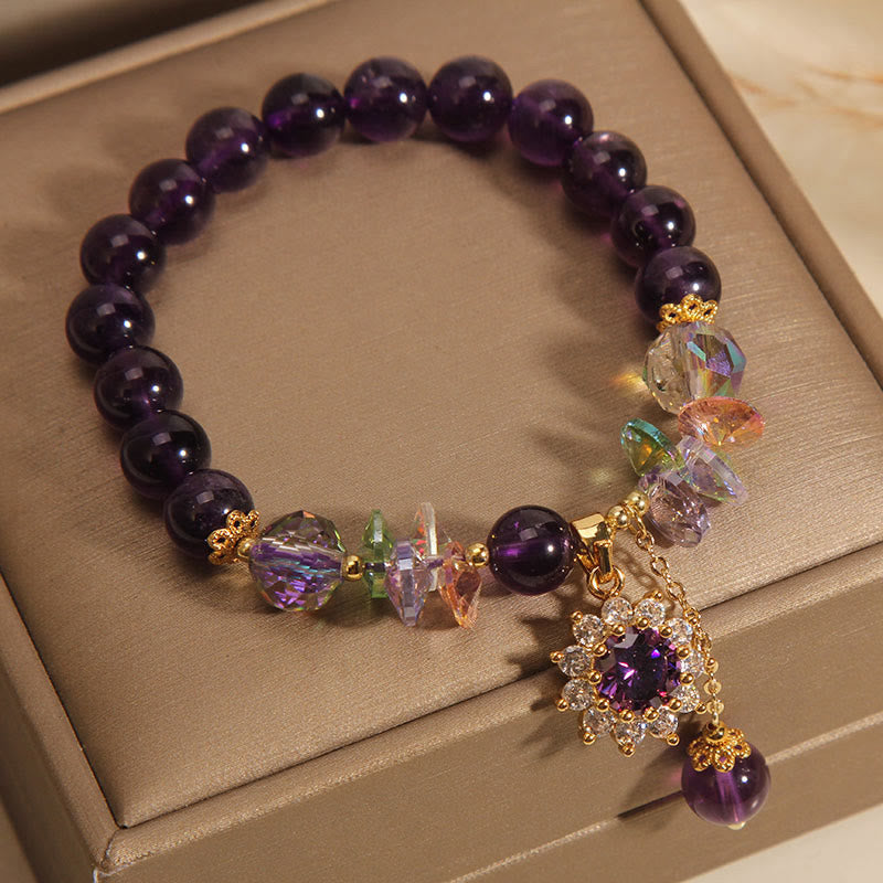Amethyst Green Crystal Citrine White Crystal Sunflower Spiritual Awareness Bracelet