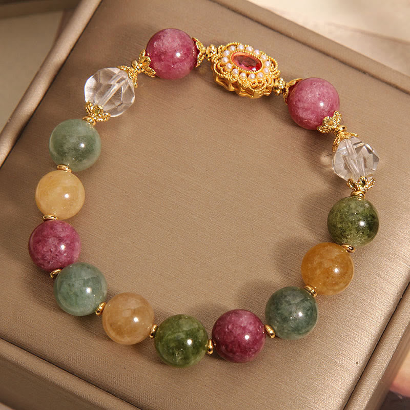 Tourmaline Pearl Pink Crystal White Crystal Wisdom Bracelet