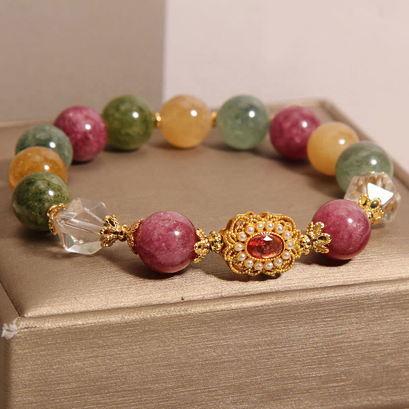 Tourmaline Pearl Pink Crystal White Crystal Wisdom Bracelet