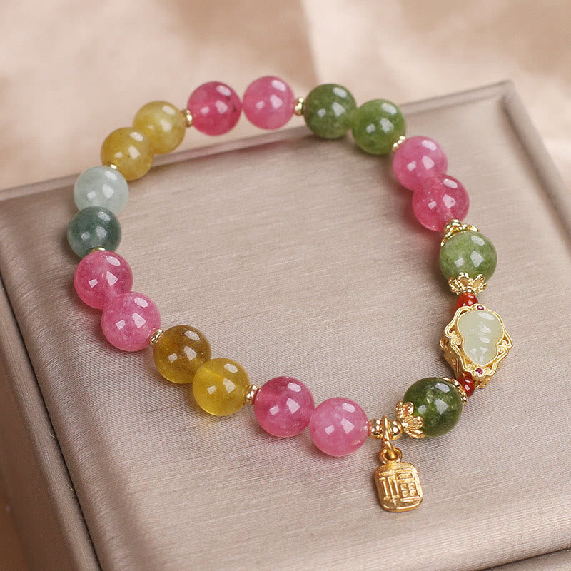 Tourmaline Fu Character Love Bracelet