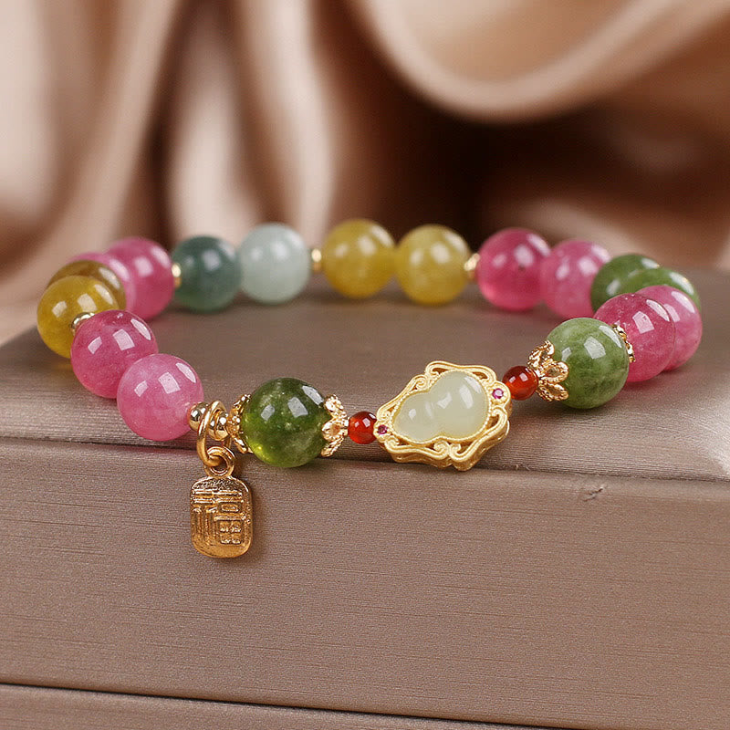 Tourmaline Fu Character Love Bracelet